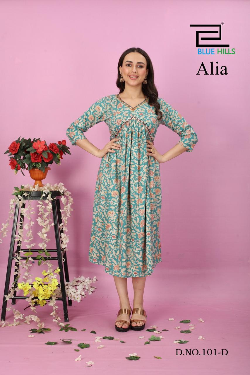 Alia By Blue Hills Designer Kurtis Catalog
